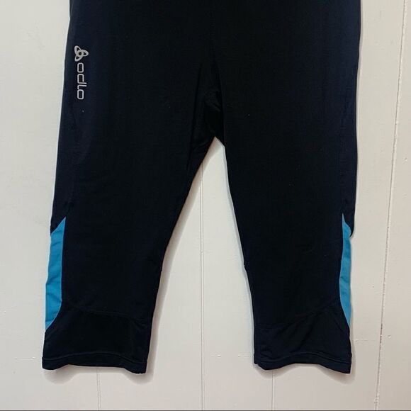 Womens ODLO Essential 3/4 Running Tight Capri Legging Black Turquoise Sz Medium - Picture 2 of 8